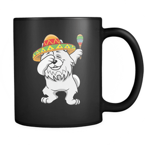 RobustCreative-Dabbing Samoyed Dog in Sombrero - Cinco De Mayo Mexican Fiesta - Dab Dance Mexico Party - 11oz Black Funny Coffee Mug Women Men Friends Gift ~ Both Sides Printed