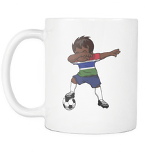 Load image into Gallery viewer, RobustCreative-Dabbing Soccer Boy Gambia Gambian Banjul Gifts National Soccer Tournament Game 11oz White Coffee Mug ~ Both Sides Printed
