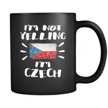 Load image into Gallery viewer, RobustCreative-I&#39;m Not Yelling I&#39;m Czech Flag - Czech Republic Pride 11oz Funny Black Coffee Mug - Coworker Humor That&#39;s How We Talk - Women Men Friends Gift - Both Sides Printed (Distressed)
