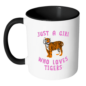 RobustCreative-Just a Girl Who Loves Tiger the Wild One Animal Spirit 11oz Black & White Coffee Mug ~ Both Sides Printed