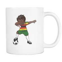 Load image into Gallery viewer, RobustCreative-Dabbing Soccer Boy Zimbabwe Zimbabwean Harare Gifts National Soccer Tournament Game 11oz White Coffee Mug ~ Both Sides Printed

