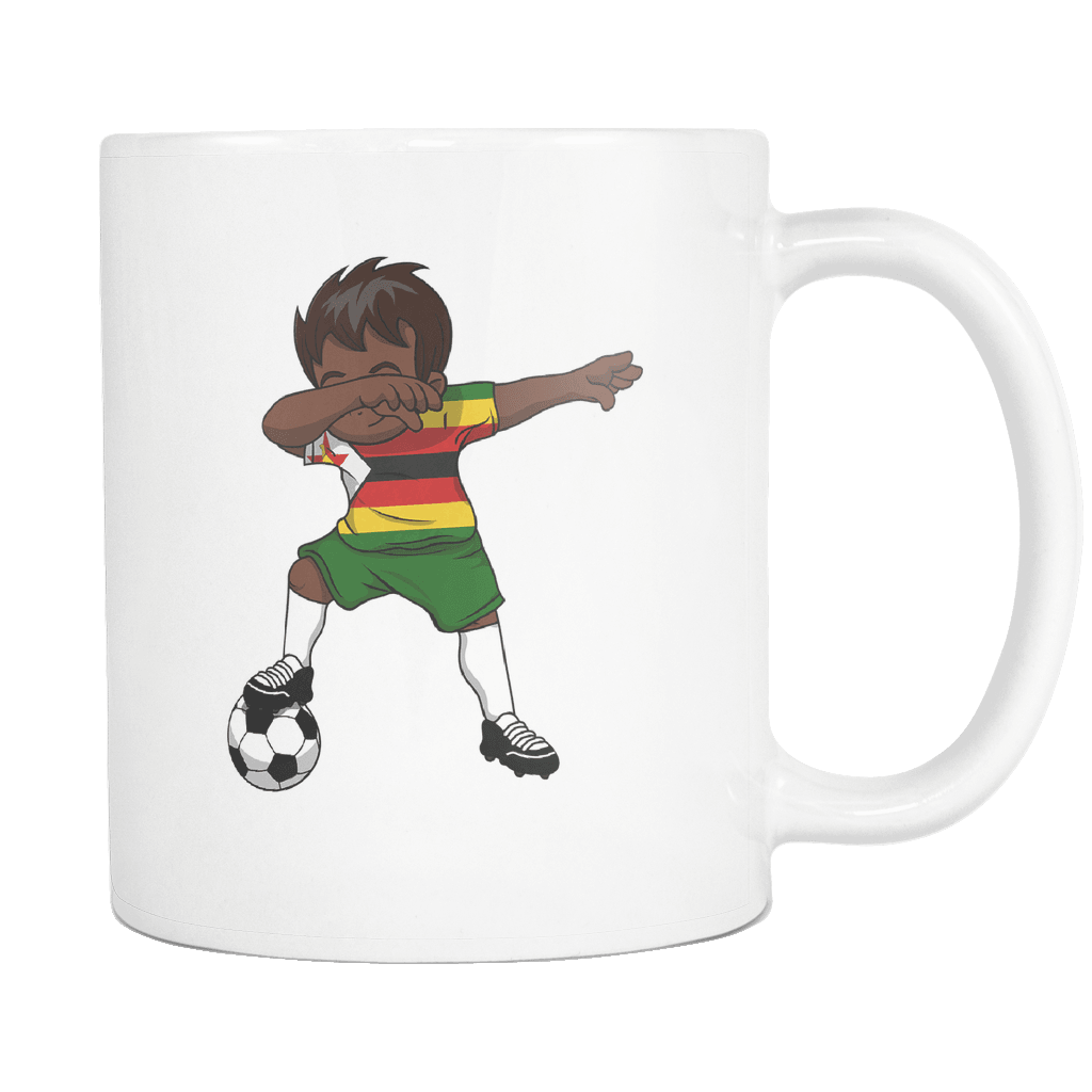 RobustCreative-Dabbing Soccer Boy Zimbabwe Zimbabwean Harare Gifts National Soccer Tournament Game 11oz White Coffee Mug ~ Both Sides Printed