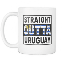 Load image into Gallery viewer, RobustCreative-Straight Outta Uruguay - Uruguayan Flag 11oz Funny White Coffee Mug - Independence Day Family Heritage - Women Men Friends Gift - Both Sides Printed (Distressed)
