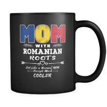 Load image into Gallery viewer, RobustCreative-Best Mom Ever with Romanian Roots - Romania Flag 11oz Funny Black Coffee Mug - Mothers Day Independence Day - Women Men Friends Gift - Both Sides Printed (Distressed)
