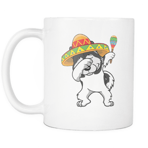 RobustCreative-Dabbing Alaskan Malamute Dog in Sombrero - Cinco De Mayo Mexican Fiesta - Dab Dance Mexico Party - 11oz White Funny Coffee Mug Women Men Friends Gift ~ Both Sides Printed