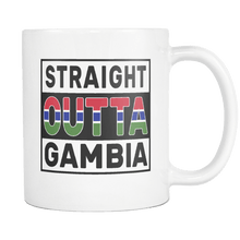 Load image into Gallery viewer, RobustCreative-Straight Outta Gambia - Gambian Flag 11oz Funny White Coffee Mug - Independence Day Family Heritage - Women Men Friends Gift - Both Sides Printed (Distressed)
