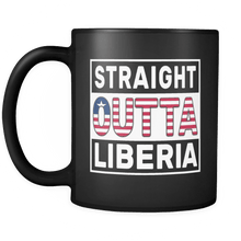 Load image into Gallery viewer, RobustCreative-Straight Outta Liberia - Liberian Flag 11oz Funny Black Coffee Mug - Independence Day Family Heritage - Women Men Friends Gift - Both Sides Printed (Distressed)
