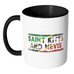 RobustCreative-Retro Vintage Flag Kittitian or Nevisian Saint Kitts & Nevis 11oz Black & White Coffee Mug ~ Both Sides Printed