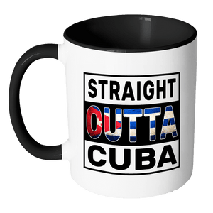 RobustCreative-Straight Outta Cuba - Cuban Flag 11oz Funny Black & White Coffee Mug - Independence Day Family Heritage - Women Men Friends Gift - Both Sides Printed (Distressed)