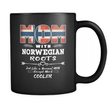 Load image into Gallery viewer, RobustCreative-Best Mom Ever with Norwegian Roots - Norway Flag 11oz Funny Black Coffee Mug - Mothers Day Independence Day - Women Men Friends Gift - Both Sides Printed (Distressed)
