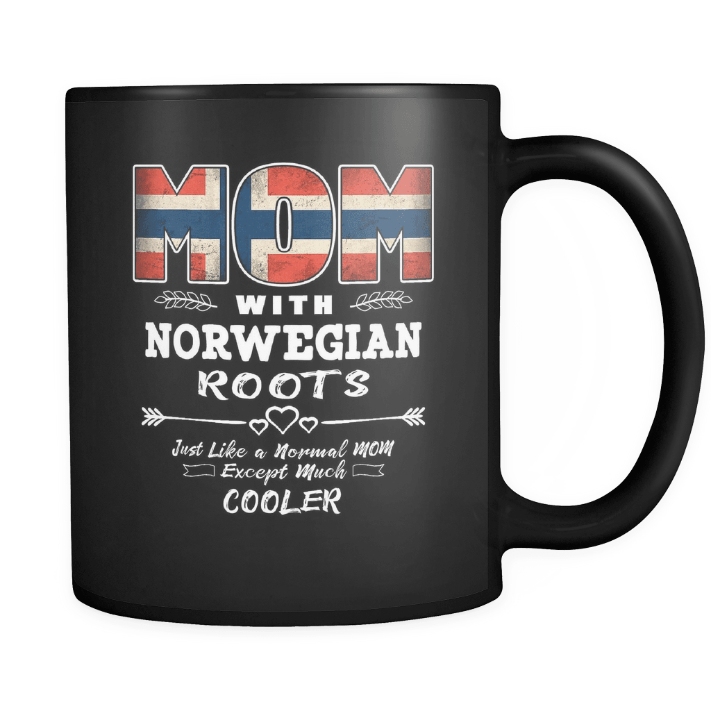 RobustCreative-Best Mom Ever with Norwegian Roots - Norway Flag 11oz Funny Black Coffee Mug - Mothers Day Independence Day - Women Men Friends Gift - Both Sides Printed (Distressed)