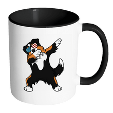 Load image into Gallery viewer, RobustCreative-Dabbing Australian Shepherd Dog America Flag - Patriotic Merica Murica Pride - 4th of July USA Independence Day - 11oz Black &amp; White Funny Coffee Mug Women Men Friends Gift ~ Both Sides Printed
