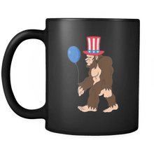 Load image into Gallery viewer, RobustCreative-Bigfoot Sasquatch Baloon - 4th of July American Pride Apparel - Merica USA Pride - 11oz Black Funny Coffee Mug Women Men Friends Gift ~ Both Sides Printed
