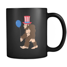 Load image into Gallery viewer, RobustCreative-Bigfoot Sasquatch Baloon - 4th of July American Pride Apparel - Merica USA Pride - 11oz Black Funny Coffee Mug Women Men Friends Gift ~ Both Sides Printed
