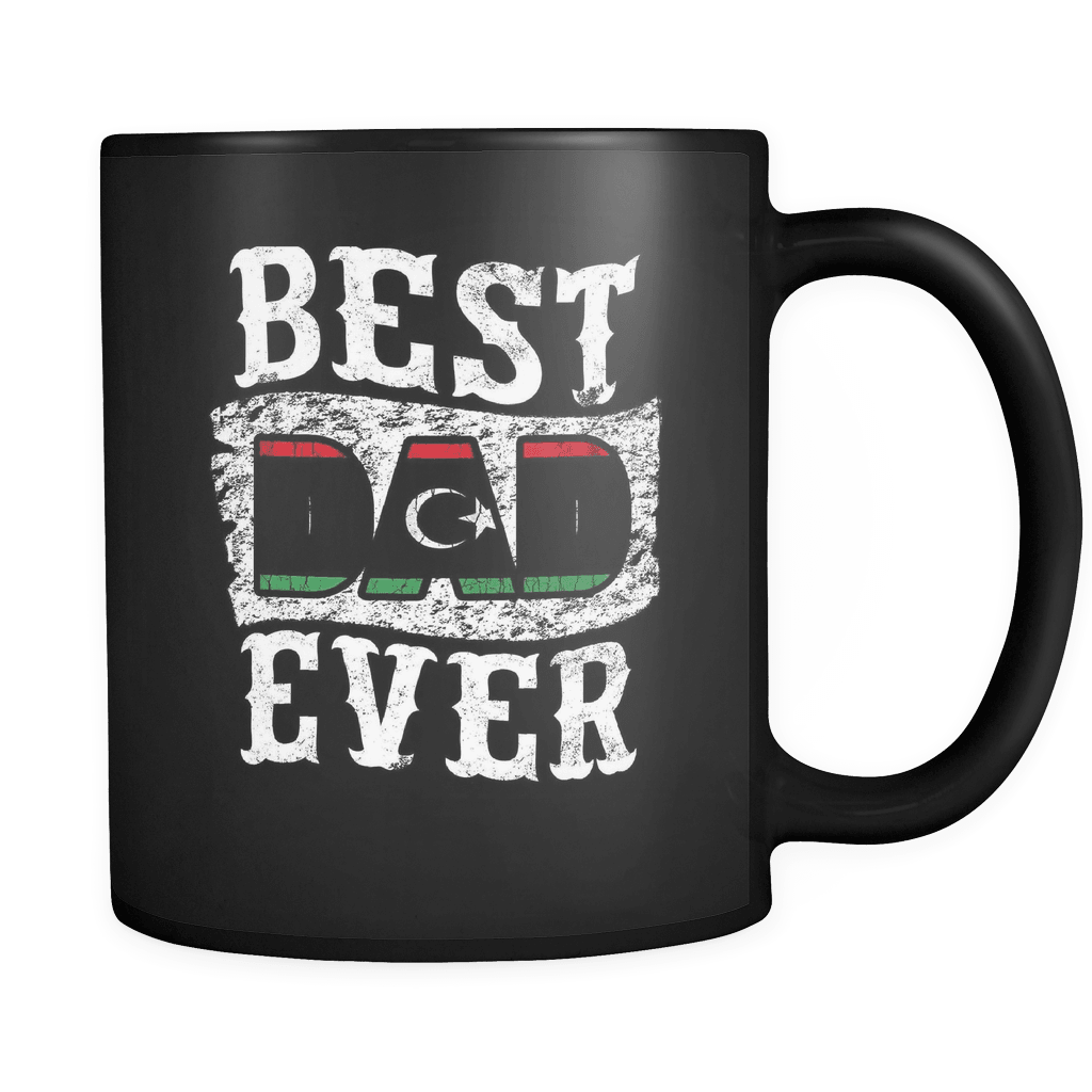 RobustCreative-Best Dad Ever Libya Flag - Fathers Day Gifts - Promoted to Daddy Gift From Kids - 11oz Black Funny Coffee Mug Women Men Friends Gift ~ Both Sides Printed