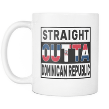 Load image into Gallery viewer, RobustCreative-Straight Outta Dominican Republic - Dominican Flag 11oz Funny White Coffee Mug - Independence Day Family Heritage - Women Men Friends Gift - Both Sides Printed (Distressed)
