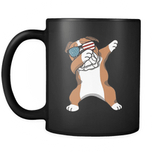 Load image into Gallery viewer, RobustCreative-Dabbing Bulldog Dog America Flag - Patriotic Merica Murica Pride - 4th of July USA Independence Day - 11oz Black Funny Coffee Mug Women Men Friends Gift ~ Both Sides Printed
