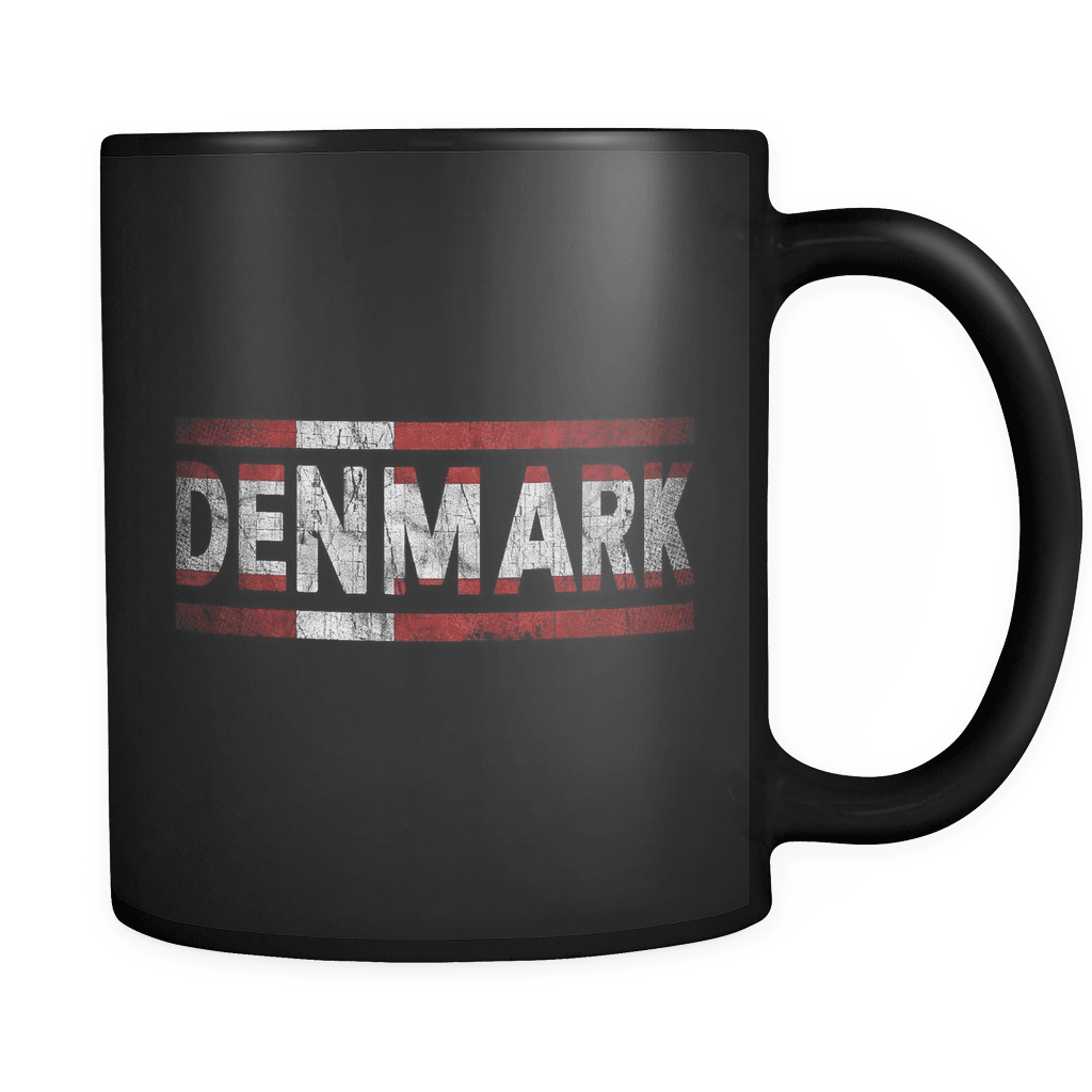 RobustCreative-Retro Vintage Flag Danish Denmark 11oz Black Coffee Mug ~ Both Sides Printed