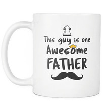 Load image into Gallery viewer, RobustCreative-One Awesome Father Mustache - Birthday Gift 11oz Funny White Coffee Mug - Fathers Day B-Day Party - Women Men Friends Gift - Both Sides Printed (Distressed)
