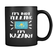 Load image into Gallery viewer, RobustCreative-I&#39;m Not Yelling I&#39;m Kazakh Flag - Kazakhstan Pride 11oz Funny Black Coffee Mug - Coworker Humor That&#39;s How We Talk - Women Men Friends Gift - Both Sides Printed (Distressed)
