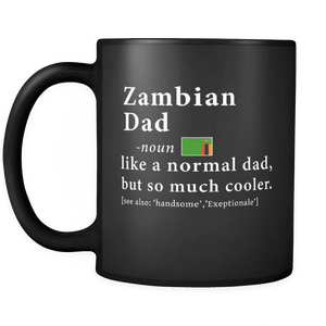 RobustCreative-Zambian Dad Definition Fathers Day Gift Flag - Zambian Pride 11oz Funny Black Coffee Mug - Zambia Roots National Heritage - Friends Gift - Both Sides Printed