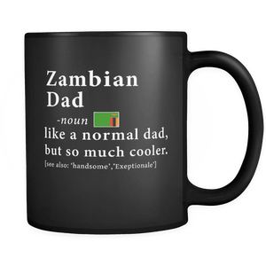 RobustCreative-Zambian Dad Definition Fathers Day Gift Flag - Zambian Pride 11oz Funny Black Coffee Mug - Zambia Roots National Heritage - Friends Gift - Both Sides Printed