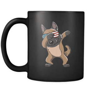 RobustCreative-Dabbing Belgian Malinois Dog America Flag - Patriotic Merica Murica Pride - 4th of July USA Independence Day - 11oz Black Funny Coffee Mug Women Men Friends Gift ~ Both Sides Printed
