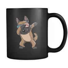 Load image into Gallery viewer, RobustCreative-Dabbing Belgian Malinois Dog America Flag - Patriotic Merica Murica Pride - 4th of July USA Independence Day - 11oz Black Funny Coffee Mug Women Men Friends Gift ~ Both Sides Printed
