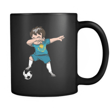 Load image into Gallery viewer, RobustCreative-Dabbing Soccer Boys Kazakhstan Kazakh Astana Gift National Soccer Tournament Game 11oz Black Coffee Mug ~ Both Sides Printed
