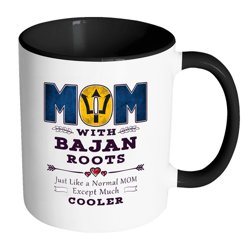 RobustCreative-Best Mom Ever with Bajan Roots - Barbados Flag 11oz Funny Black & White Coffee Mug - Mothers Day Independence Day - Women Men Friends Gift - Both Sides Printed (Distressed)