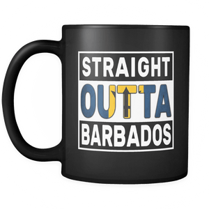 RobustCreative-Straight Outta Barbados - Bajan Flag 11oz Funny Black Coffee Mug - Independence Day Family Heritage - Women Men Friends Gift - Both Sides Printed (Distressed)