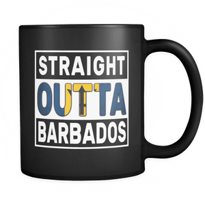 RobustCreative-Straight Outta Barbados - Bajan Flag 11oz Funny Black Coffee Mug - Independence Day Family Heritage - Women Men Friends Gift - Both Sides Printed (Distressed)
