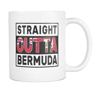 RobustCreative-Straight Outta Bermuda - Bermudian Flag 11oz Funny White Coffee Mug - Independence Day Family Heritage - Women Men Friends Gift - Both Sides Printed (Distressed)