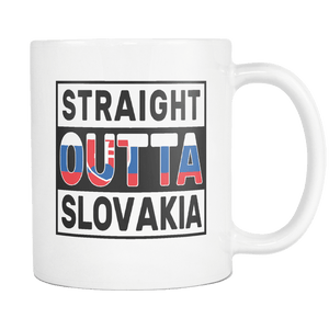 RobustCreative-Straight Outta Slovakia - Slovak Flag 11oz Funny White Coffee Mug - Independence Day Family Heritage - Women Men Friends Gift - Both Sides Printed (Distressed)
