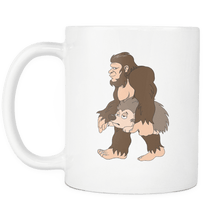 Load image into Gallery viewer, RobustCreative-Bigfoot Sasquatch Carrying Hedgehog - I Believe I&#39;m a Believer - No Yeti Humanoid Monster - 11oz White Funny Coffee Mug Women Men Friends Gift ~ Both Sides Printed
