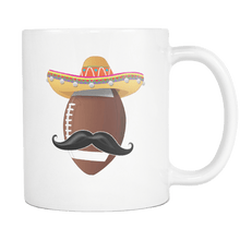 Load image into Gallery viewer, RobustCreative-Funny Football Mustache Mexican Sport - Cinco De Mayo Mexican Fiesta - No Siesta Mexico Party - 11oz White Funny Coffee Mug Women Men Friends Gift ~ Both Sides Printed
