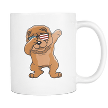 Load image into Gallery viewer, RobustCreative-Dabbing Chow Chow Dog America Flag - Patriotic Merica Murica Pride - 4th of July USA Independence Day - 11oz White Funny Coffee Mug Women Men Friends Gift ~ Both Sides Printed

