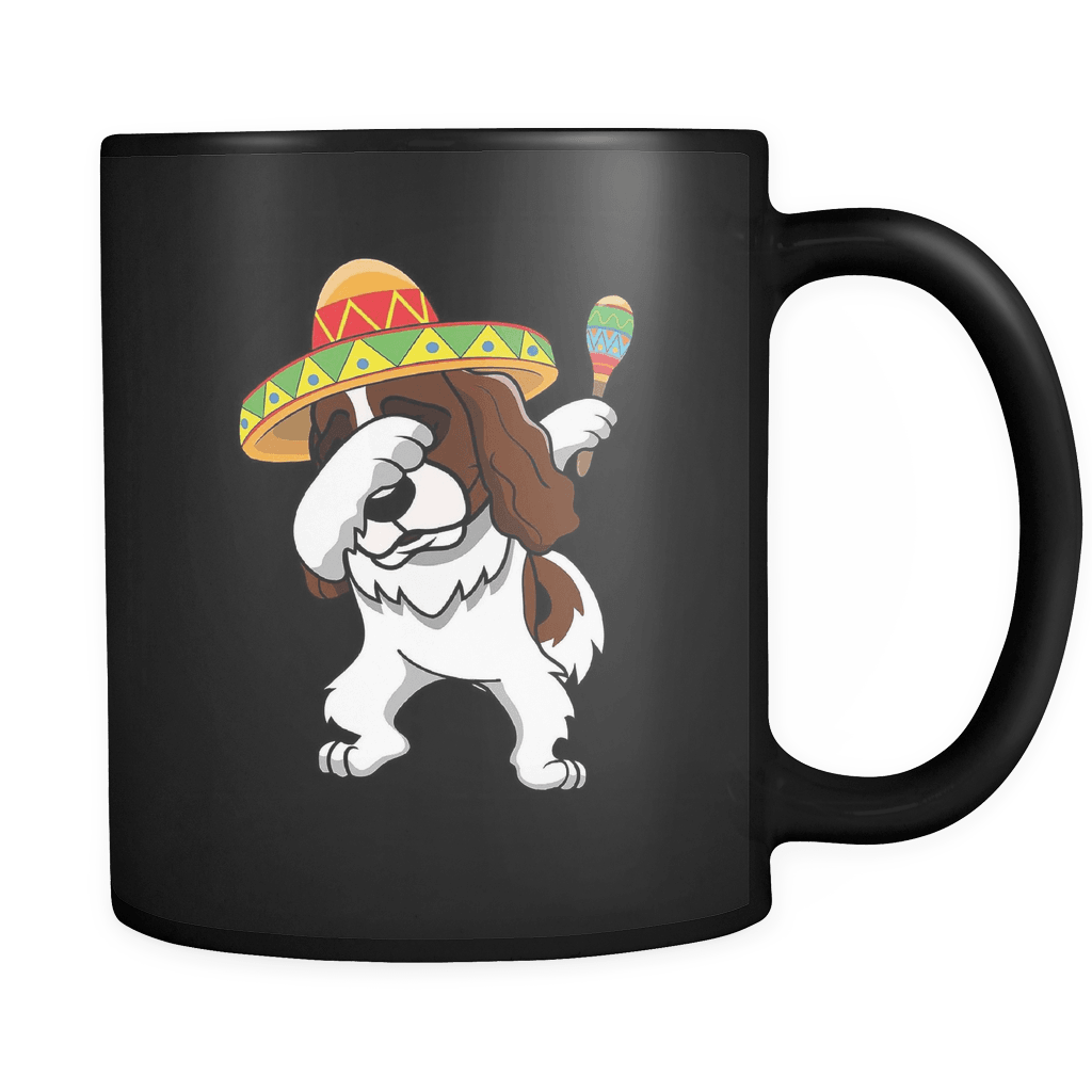 RobustCreative-Dabbing Cavalier King Charles Spaniel Dog in Sombrero - Cinco De Mayo Mexican Fiesta - Dab Dance Mexico Party - 11oz Black Funny Coffee Mug Women Men Friends Gift ~ Both Sides Printed