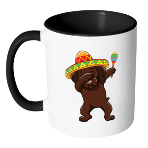 RobustCreative-Dabbing Vizsla Dog in Sombrero - Cinco De Mayo Mexican Fiesta - Dab Dance Mexico Party - 11oz Black & White Funny Coffee Mug Women Men Friends Gift ~ Both Sides Printed