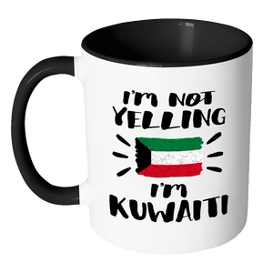 RobustCreative-I'm Not Yelling I'm Kuwaiti Flag - Kuwait Pride 11oz Funny Black & White Coffee Mug - Coworker Humor That's How We Talk - Women Men Friends Gift - Both Sides Printed (Distressed)