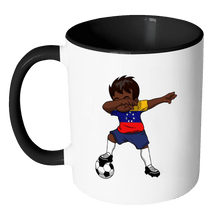 Load image into Gallery viewer, RobustCreative-Dabbing Soccer Boy Venezuela Venezuelan Caracas Gifts National Soccer Tournament Game 11oz Black &amp; White Coffee Mug ~ Both Sides Printed
