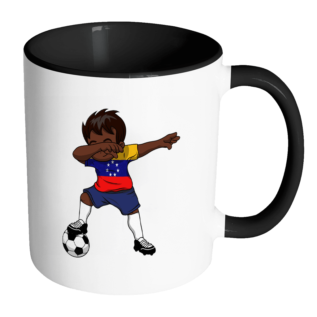 RobustCreative-Dabbing Soccer Boy Venezuela Venezuelan Caracas Gifts National Soccer Tournament Game 11oz Black & White Coffee Mug ~ Both Sides Printed