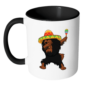 RobustCreative-Dabbing Tibetan Mastiff Dog in Sombrero - Cinco De Mayo Mexican Fiesta - Dab Dance Mexico Party - 11oz Black & White Funny Coffee Mug Women Men Friends Gift ~ Both Sides Printed