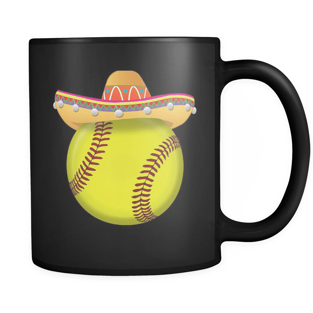 RobustCreative-Funny Softball Mexican Sport - Cinco De Mayo Mexican Fiesta - No Siesta Mexico Party - 11oz Black Funny Coffee Mug Women Men Friends Gift ~ Both Sides Printed