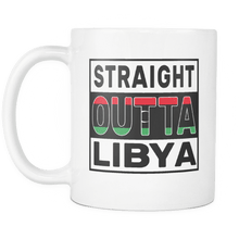 Load image into Gallery viewer, RobustCreative-Straight Outta Libya - Libyan Flag 11oz Funny White Coffee Mug - Independence Day Family Heritage - Women Men Friends Gift - Both Sides Printed (Distressed)
