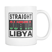 Load image into Gallery viewer, RobustCreative-Straight Outta Libya - Libyan Flag 11oz Funny White Coffee Mug - Independence Day Family Heritage - Women Men Friends Gift - Both Sides Printed (Distressed)
