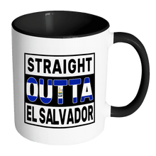 Load image into Gallery viewer, RobustCreative-Straight Outta El Salvador - Guanaco Flag 11oz Funny Black &amp; White Coffee Mug - Independence Day Family Heritage - Women Men Friends Gift - Both Sides Printed (Distressed)
