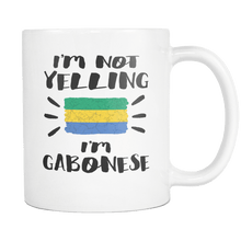 Load image into Gallery viewer, RobustCreative-I&#39;m Not Yelling I&#39;m Gabonese Flag - Gabon Pride 11oz Funny White Coffee Mug - Coworker Humor That&#39;s How We Talk - Women Men Friends Gift - Both Sides Printed (Distressed)
