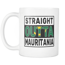 Load image into Gallery viewer, RobustCreative-Straight Outta Mauritania - Mauritanian Flag 11oz Funny White Coffee Mug - Independence Day Family Heritage - Women Men Friends Gift - Both Sides Printed (Distressed)
