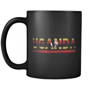 RobustCreative-Retro Vintage Flag Ugandan Uganda 11oz Black Coffee Mug ~ Both Sides Printed
